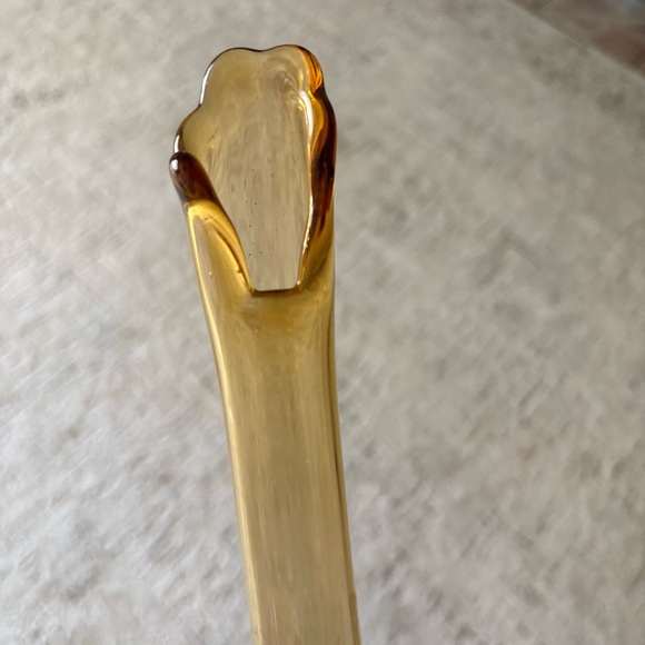 Fenton Amber Valencia Petal Vase Footed Vintage Slim Neck 14 inch Swung 60’s - Picture 3 of 7